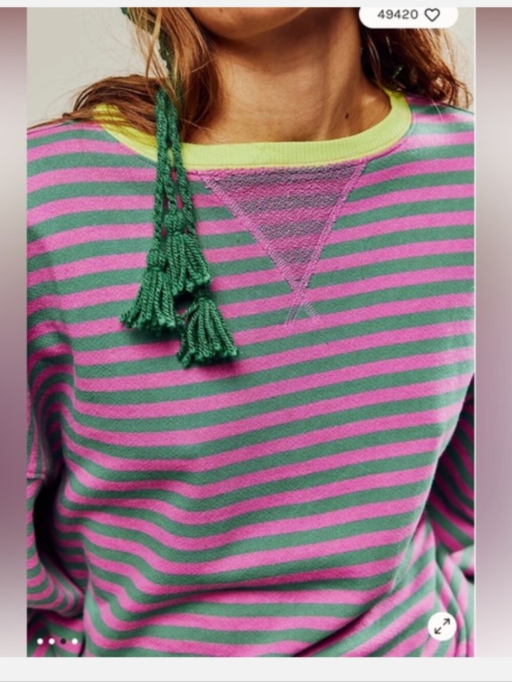 We The Free Pink Neon Stripe Oversized Classic Sweatshirt 98.00 - Picture 5 of 8